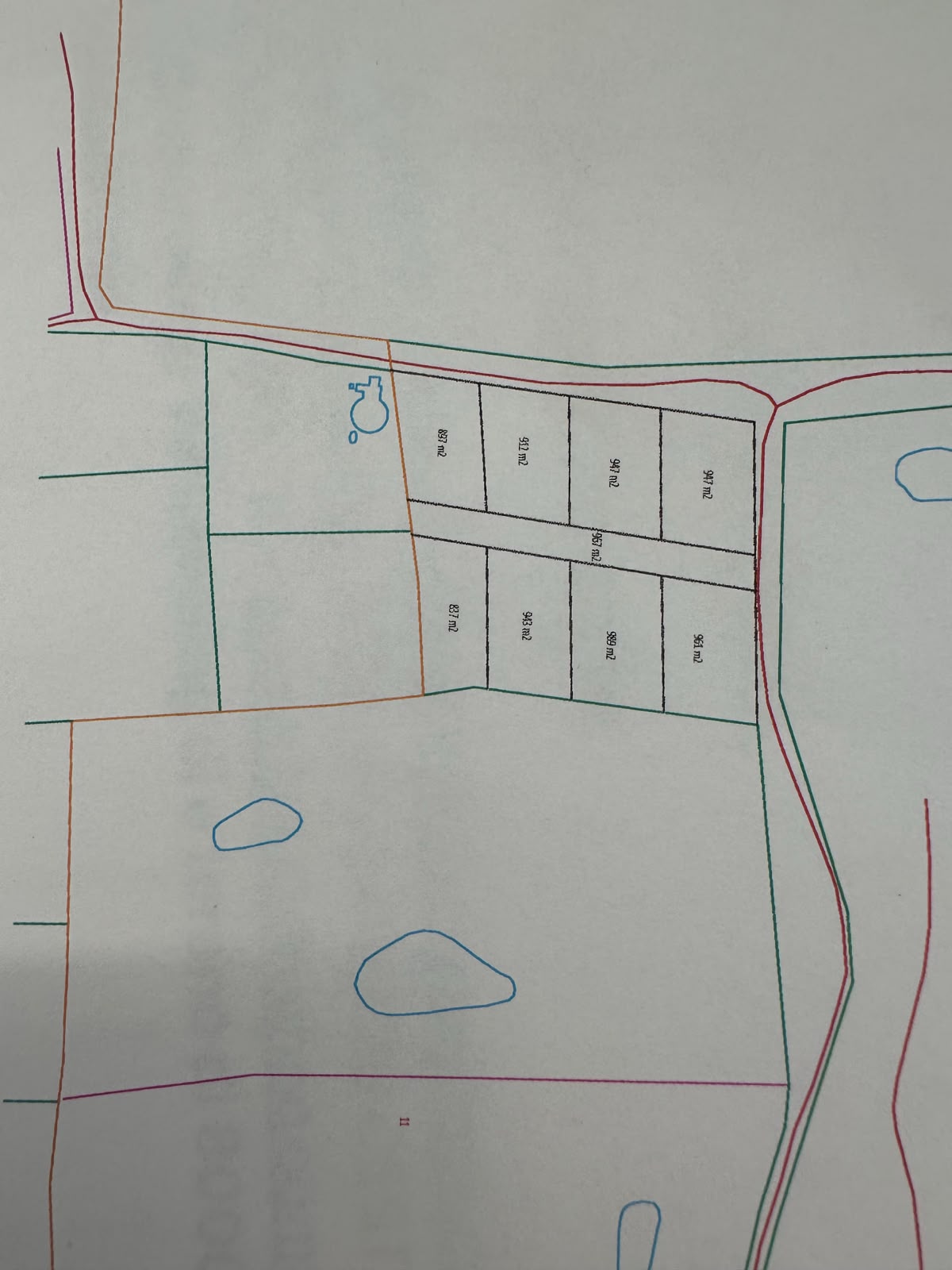 Plattegrond van Saliña di Vlijt met acht percelen